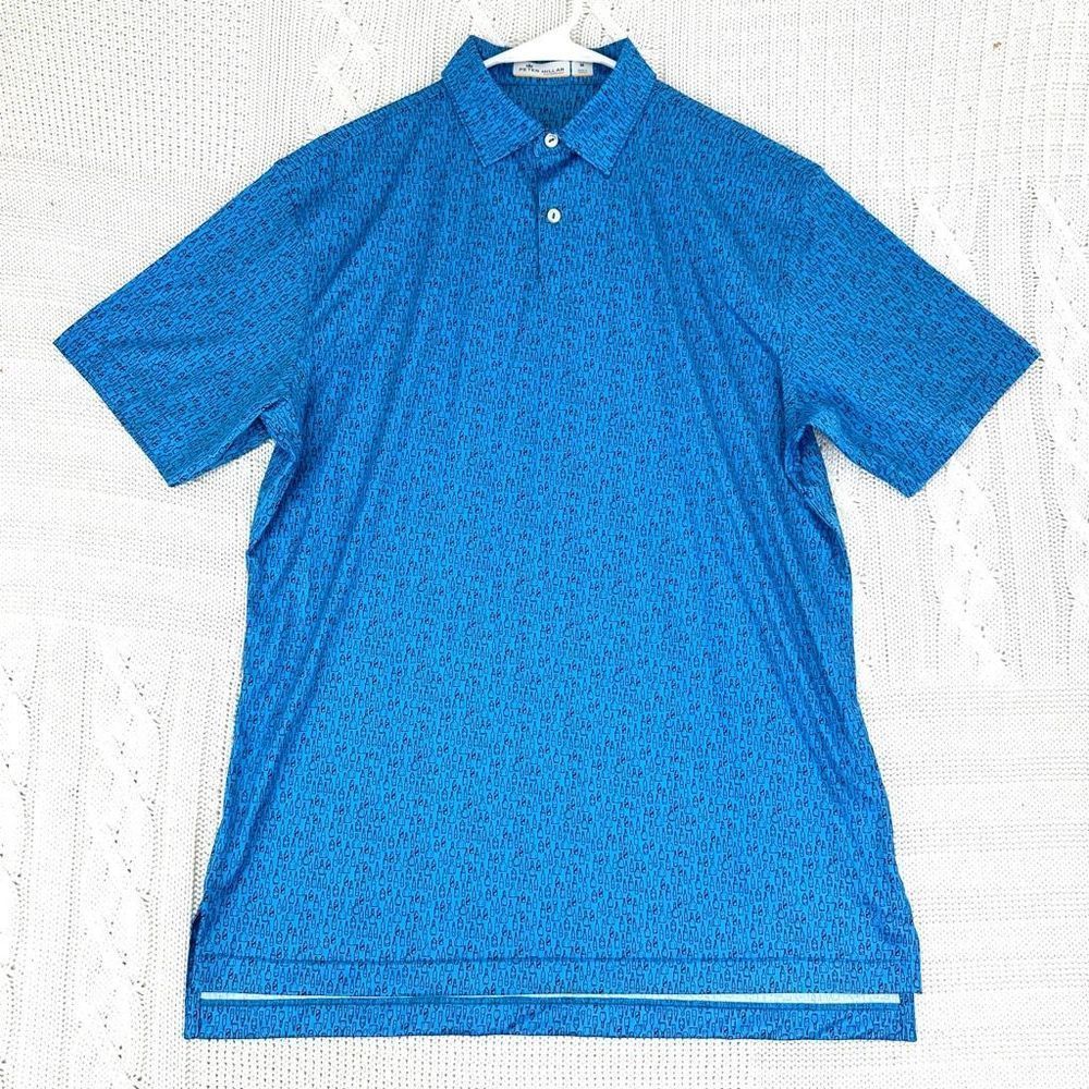 PETER MILLAR Featherweight Polo Mens Medium Prohibition Allover Print Golf Shirt